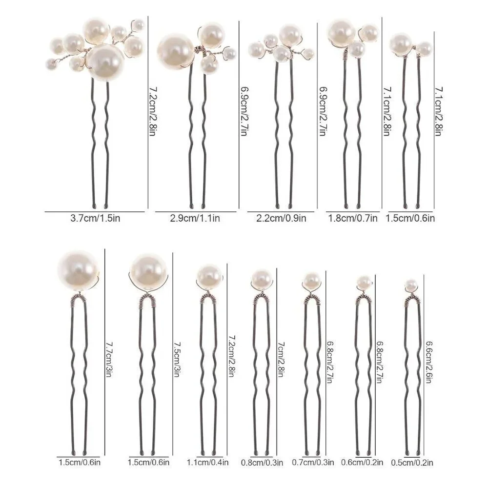 12 Pieces Bridal Hair Accessories Pearl Wedding Hair Pins Handmade Bridal Hair P